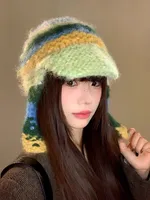 Unisex Casual Stripe Eaveless Wool Cap sku image 1