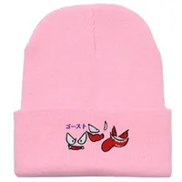 Unisex Cute Cartoon  Face Embroidery Eaveless Wool Cap sku image 5