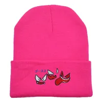 Unisex Cute Cartoon  Face Embroidery Eaveless Wool Cap sku image 6