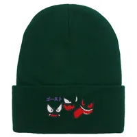 Unisex Cute Cartoon  Face Embroidery Eaveless Wool Cap sku image 10