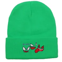 Unisex Cute Cartoon  Face Embroidery Eaveless Wool Cap sku image 12