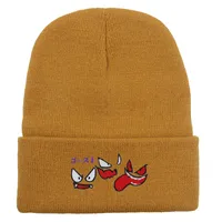 Unisex Cute Cartoon  Face Embroidery Eaveless Wool Cap sku image 13