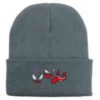 Unisex Cute Cartoon  Face Embroidery Eaveless Wool Cap sku image 14