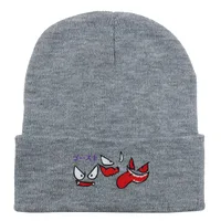 Unisex Cute Cartoon  Face Embroidery Eaveless Wool Cap sku image 16