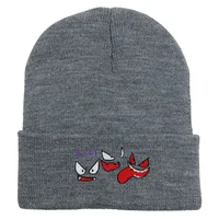 Unisex Cute Cartoon  Face Embroidery Eaveless Wool Cap sku image 17