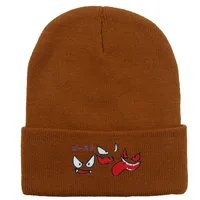 Unisex Cute Cartoon  Face Embroidery Eaveless Wool Cap sku image 19