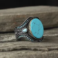 He Cheng  Hot Sale Fashion Simple Popular Round Turquoise Men's Party Wear  Hot Sale Wholesale main image 1