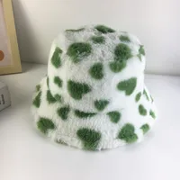 Korean Style Sweet Love Fisherman Hat Women's Autumn And Winter  Warm Ear Protector Big Head Basin Hat Plush Bucket Hat sku image 4