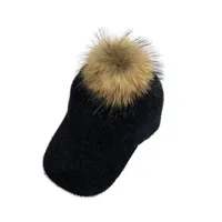 Hat Women's Autumn And Winter Korean Fashion Cap Plush  Winter Windproof Warm Cap Raccoon Fur Ball Baseball Cap main image 5