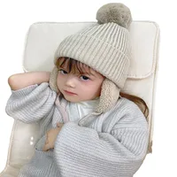 Children's Hat Autumn And Winter New Internet Popular  Fur Ball Wool Hat Fleece-lined Ear Protection Warm Knitted Hat Baby Hat main image 5