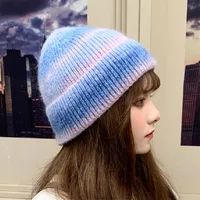 New Rainbow Thickened Tie-Dye Hat  Korean Autumn And Winter Gradual Color Wool Hat Women's Warm Ear Protection Cold Hat For Women main image 2