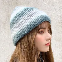 New Rainbow Thickened Tie-Dye Hat  Korean Autumn And Winter Gradual Color Wool Hat Women's Warm Ear Protection Cold Hat For Women main image 3