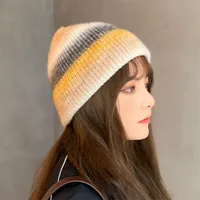 New Rainbow Thickened Tie-Dye Hat  Korean Autumn And Winter Gradual Color Wool Hat Women's Warm Ear Protection Cold Hat For Women main image 4