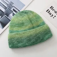 New Rainbow Thickened Tie-Dye Hat  Korean Autumn And Winter Gradual Color Wool Hat Women's Warm Ear Protection Cold Hat For Women sku image 1