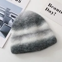 New Rainbow Thickened Tie-Dye Hat  Korean Autumn And Winter Gradual Color Wool Hat Women's Warm Ear Protection Cold Hat For Women sku image 2