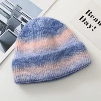 New Rainbow Thickened Tie-Dye Hat  Korean Autumn And Winter Gradual Color Wool Hat Women's Warm Ear Protection Cold Hat For Women sku image 9