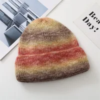 New Rainbow Thickened Tie-Dye Hat  Korean Autumn And Winter Gradual Color Wool Hat Women's Warm Ear Protection Cold Hat For Women sku image 3