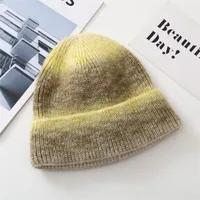 New Rainbow Thickened Tie-Dye Hat  Korean Autumn And Winter Gradual Color Wool Hat Women's Warm Ear Protection Cold Hat For Women sku image 4