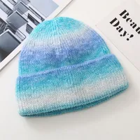 New Rainbow Thickened Tie-Dye Hat  Korean Autumn And Winter Gradual Color Wool Hat Women's Warm Ear Protection Cold Hat For Women sku image 10