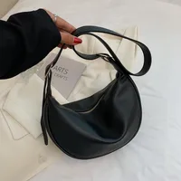Women's Medium Pu Leather Solid Color Streetwear Dumpling Type Zipper Saddle Bag sku image 2