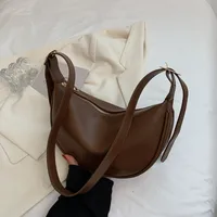 Women's Medium Pu Leather Solid Color Streetwear Dumpling Type Zipper Saddle Bag sku image 3