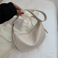 Women's Medium Pu Leather Solid Color Streetwear Dumpling Type Zipper Saddle Bag sku image 4