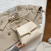 Women's Small Pu Leather Solid Color Streetwear Square Flip Cover Shoulder Bag Crossbody Bag sku image 1