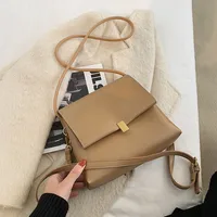 Women's Small Pu Leather Solid Color Streetwear Square Flip Cover Shoulder Bag Crossbody Bag sku image 2