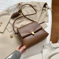 Women's Small Pu Leather Solid Color Streetwear Square Flip Cover Shoulder Bag Crossbody Bag sku image 4