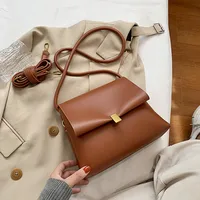 Women's Small Pu Leather Solid Color Streetwear Square Flip Cover Shoulder Bag Crossbody Bag sku image 5