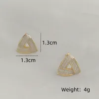 1 Pair Streetwear Commute Triangle Heart Shape Bow Knot Alloy Acrylic Zircon Gold Plated Ear Studs sku image 4