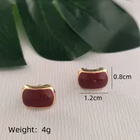 1 Pair Streetwear Commute Triangle Heart Shape Bow Knot Alloy Acrylic Zircon Gold Plated Ear Studs sku image 2