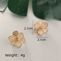 1 Pair Streetwear Commute Triangle Heart Shape Bow Knot Alloy Acrylic Zircon Gold Plated Ear Studs sku image 5