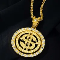 Hip-Hop Dollar Iron Zinc Alloy Diamond Men's Pendant Necklace Necklace Pendant main image 1