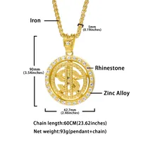 Hip-Hop Dollar Iron Zinc Alloy Diamond Men's Pendant Necklace Necklace Pendant main image 2