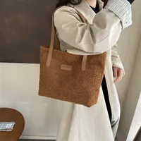 Women's Large Plush Solid Color Streetwear Square Zipper Shoulder Bag main image 2