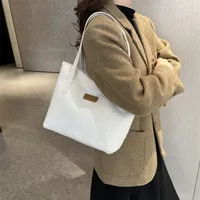 Women's Large Plush Solid Color Streetwear Square Zipper Shoulder Bag main image 4