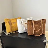 Women's Large Plush Solid Color Streetwear Square Zipper Shoulder Bag main image 1