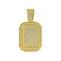 Hip-Hop Geometric Rectangle Zinc Alloy Rhinestones Men's Pendant Necklace sku image 1