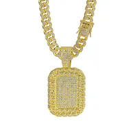 Hip-Hop Geometric Rectangle Zinc Alloy Rhinestones Men's Pendant Necklace main image 3