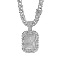 Hip-Hop Geometric Rectangle Zinc Alloy Rhinestones Men's Pendant Necklace sku image 6