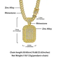 Hip-Hop Geometric Rectangle Zinc Alloy Rhinestones Men's Pendant Necklace main image 2