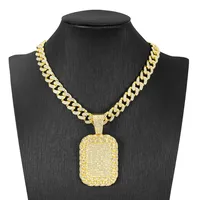 Hip-Hop Geometric Rectangle Zinc Alloy Rhinestones Men's Pendant Necklace main image 4