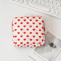 Cute Lattice Heart Shape Bow Knot Polyester Square Makeup Bags & Storage sku image 1