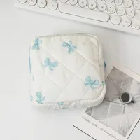 Cute Lattice Heart Shape Bow Knot Polyester Square Makeup Bags & Storage sku image 9