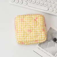 Cute Lattice Heart Shape Bow Knot Polyester Square Makeup Bags & Storage sku image 4