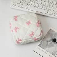 Cute Lattice Heart Shape Bow Knot Polyester Square Makeup Bags & Storage sku image 8