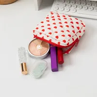 Cute Lattice Heart Shape Bow Knot Polyester Square Makeup Bags & Storage main image 3