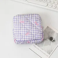 Cute Lattice Heart Shape Bow Knot Polyester Square Makeup Bags & Storage sku image 7