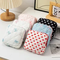 Cute Lattice Heart Shape Bow Knot Polyester Square Makeup Bags & Storage main image 5